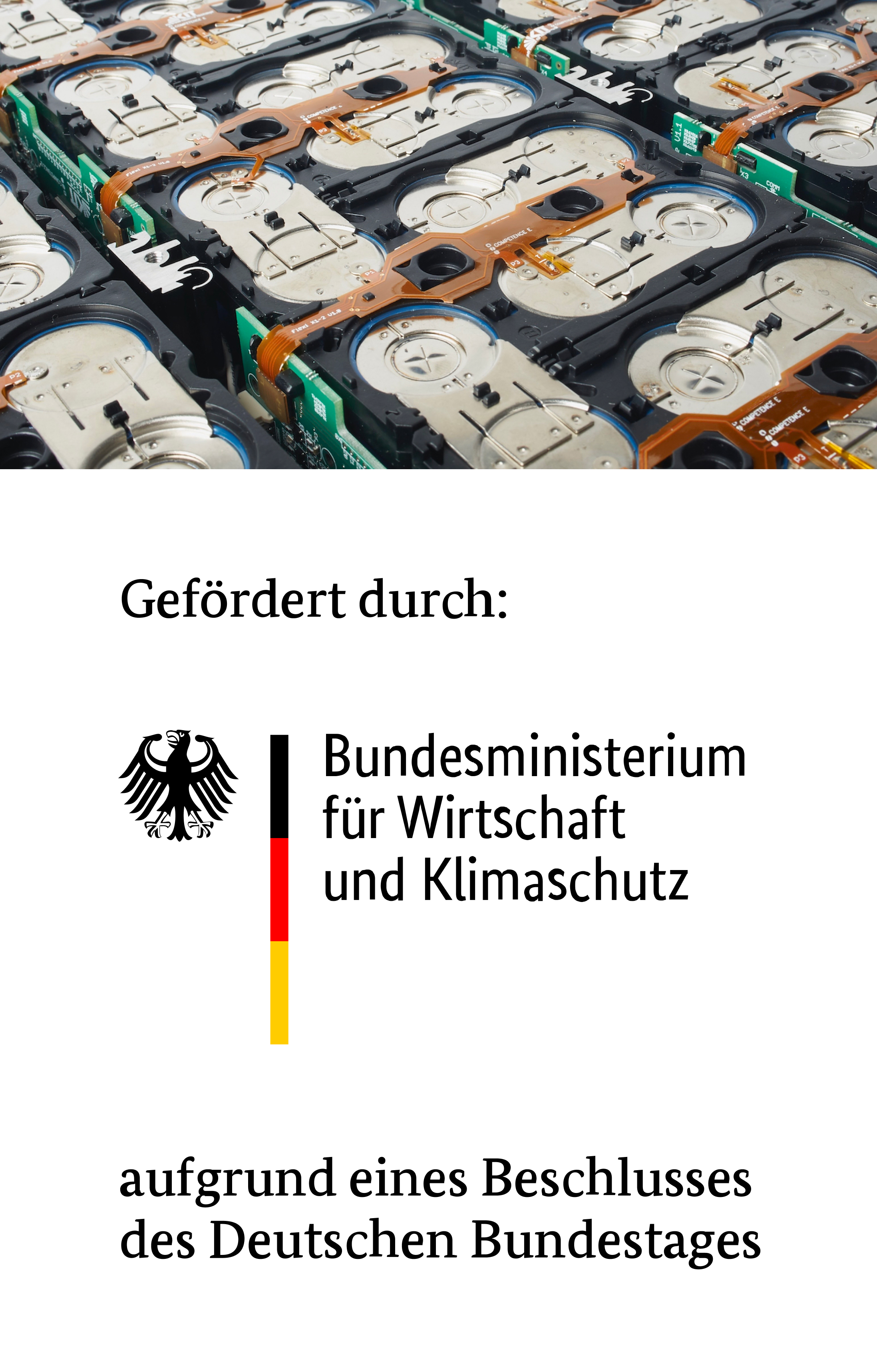 Batteriezellen und Förderlogo